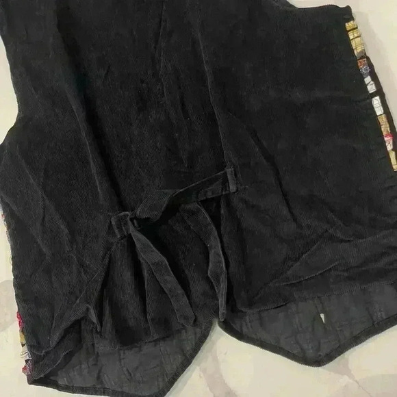 Vintage Soul Mates Patchwork Corduroy Vest Women's 2X Braided Fabric Tie Back - Picture 7 of 8